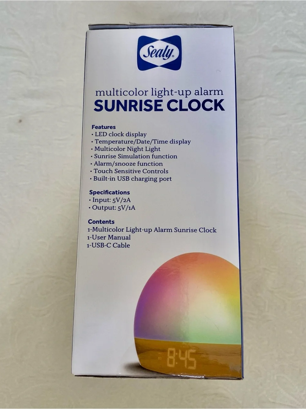 Sealy Sunrise Clock with Multicolor Light-Up Alarm